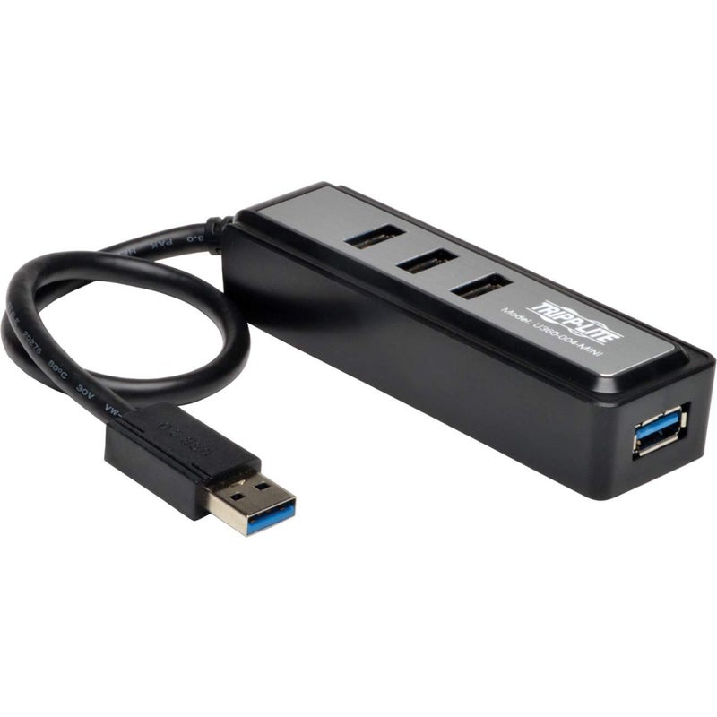 Tripp Lite 4-Port USB-A 3.0 Superspeed Mini Portable Hub with Built In Cable, USB Type-A (U360-004-MINI)